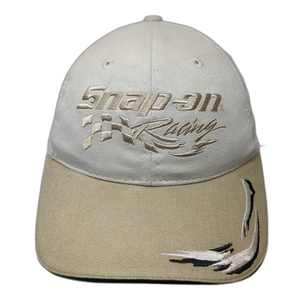 Choko Snap-on Racing Baseball Cap Beige One Size Strapback Hat Checkered Flag
